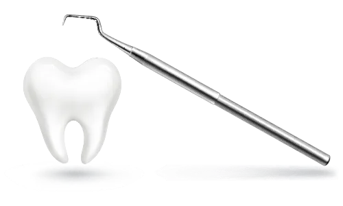 Ilustração de dente e instrumento odontológico relacionados aos cuidados recomendados após o clareamento dental na OrthoStudio, Sorocaba-SP